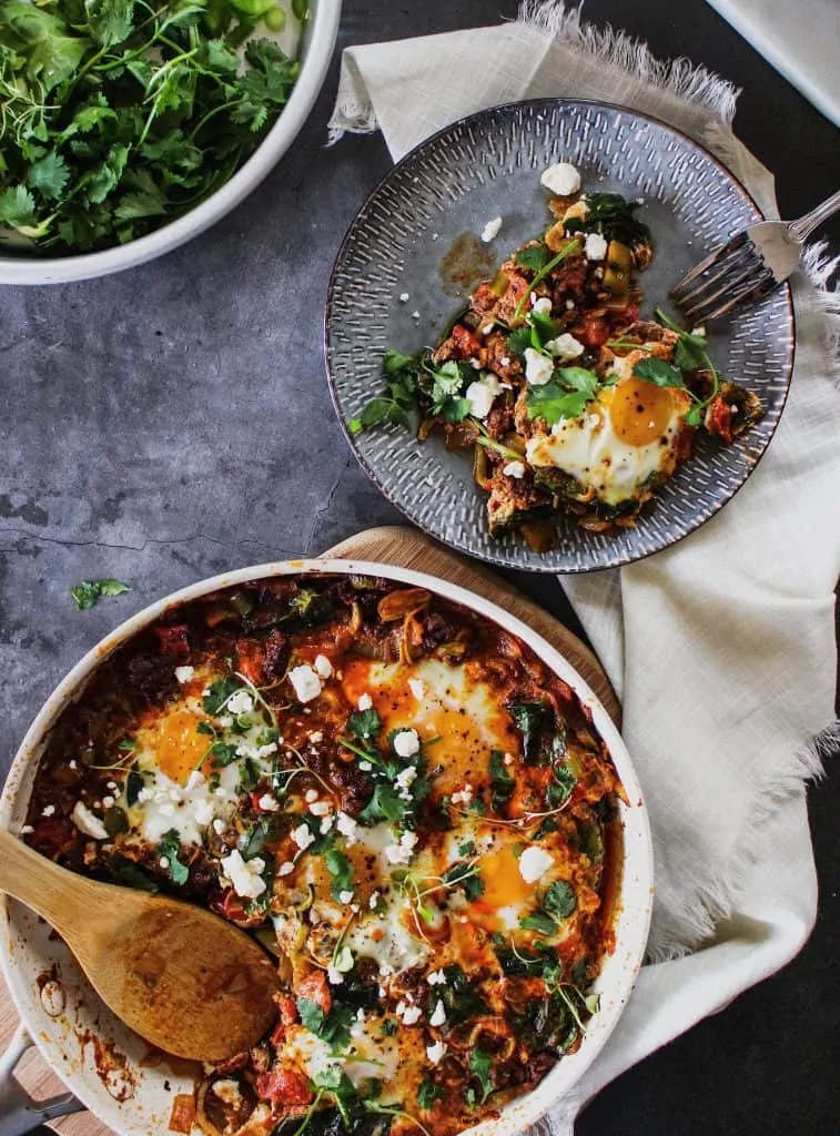 low-carb shakshuka served on a plate