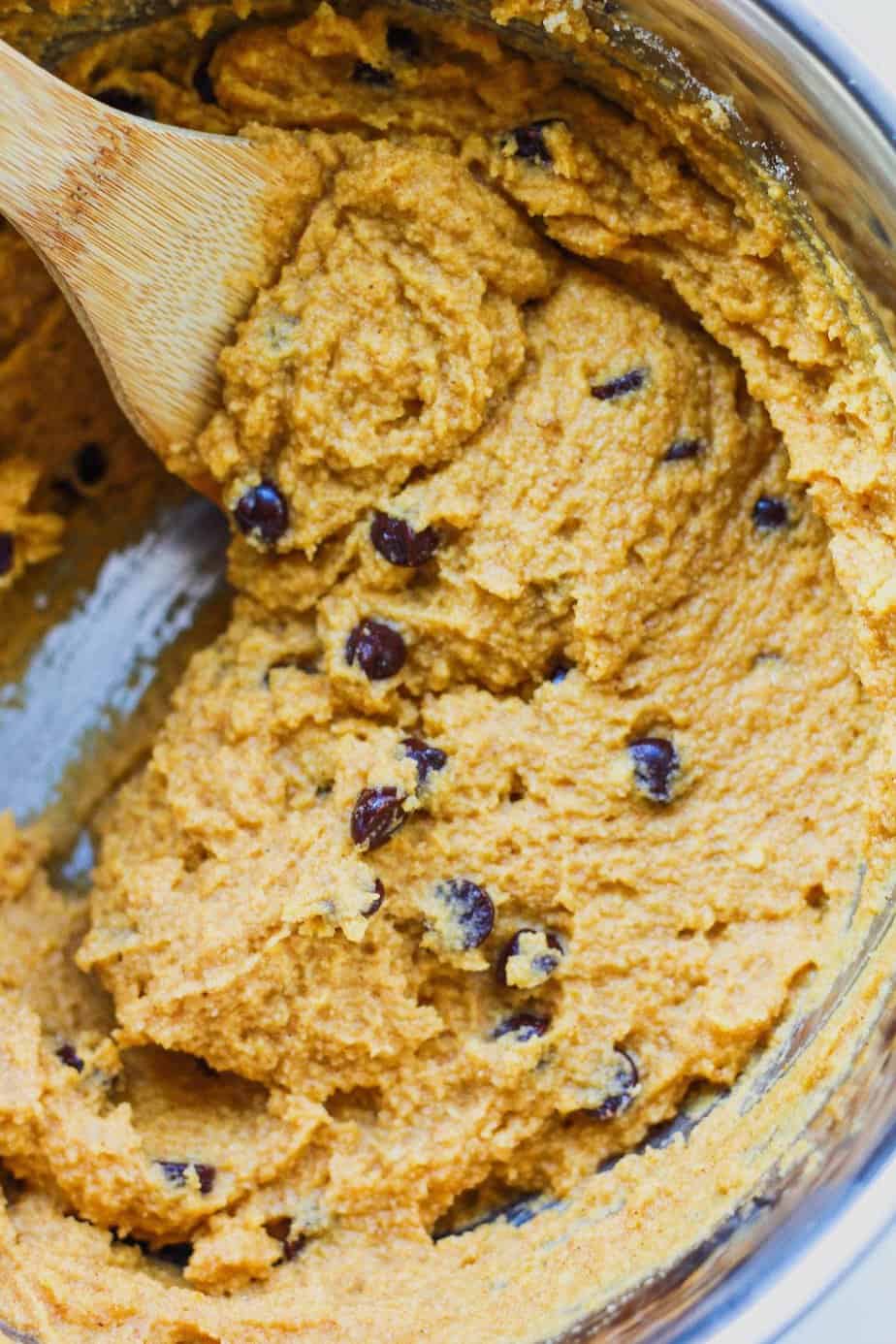 pumpkin almond flour muffin batter in a bowl
