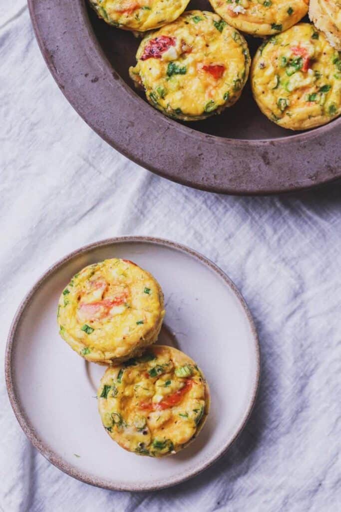 smoked salmon egg muffins served on a plate