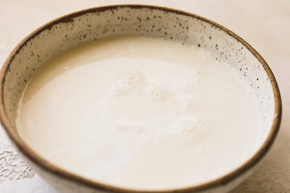 bowl of homemade almond milk