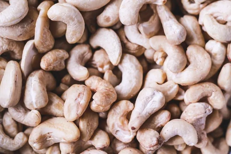 closeup of raw cashews