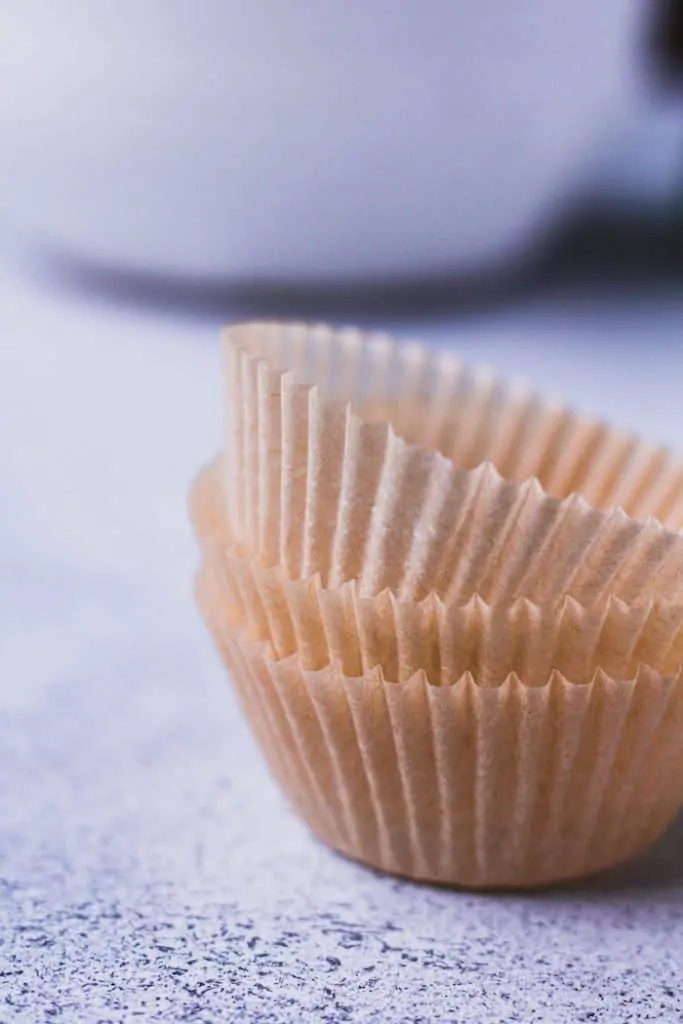 shot of muffin liners stacked