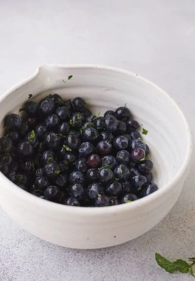 blueberry mixture in a white bowl