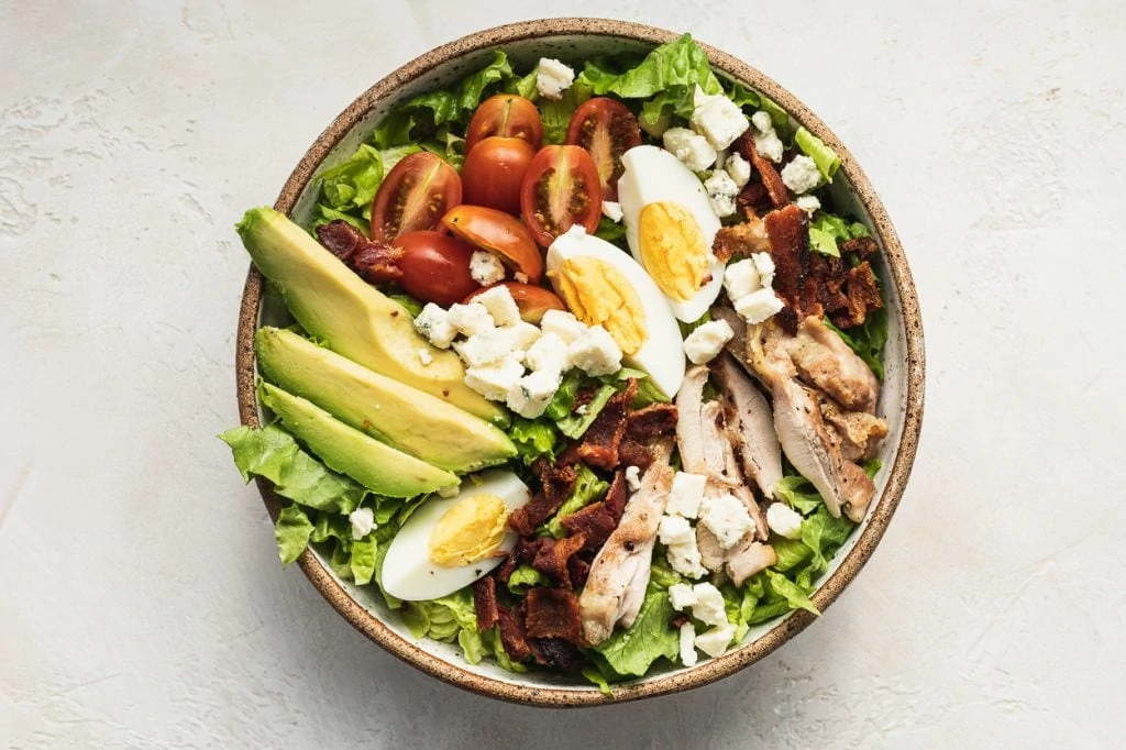 keto Cobb salad in a bowl without dressing