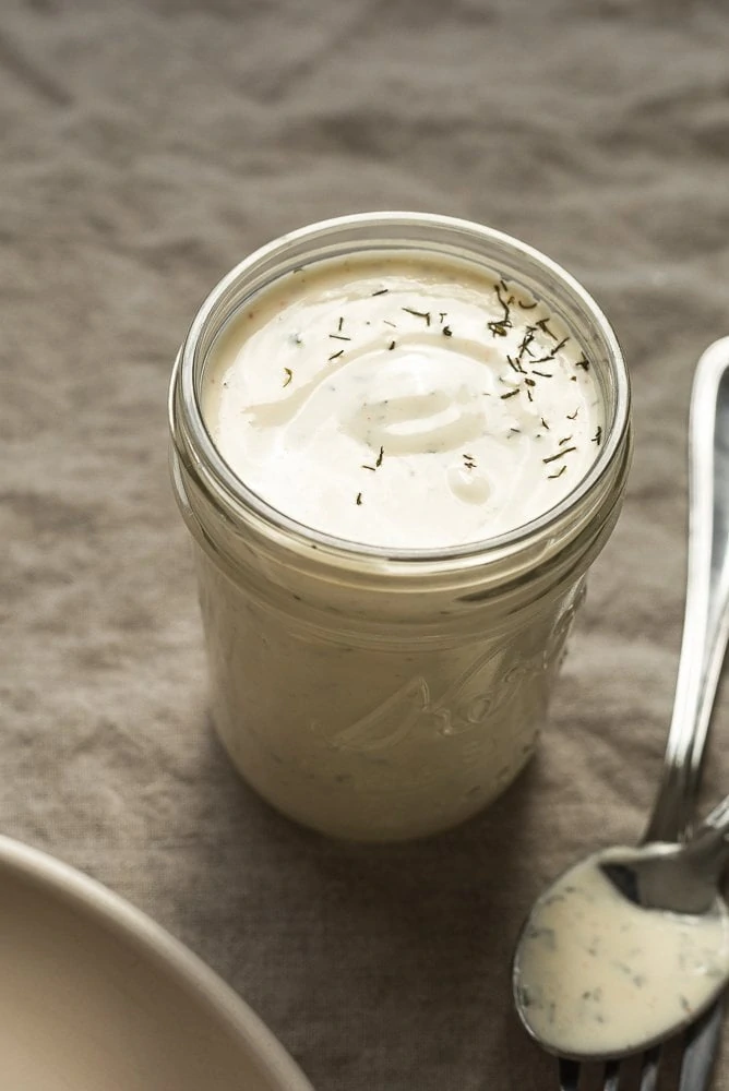 keto ranch dressing in a mason jar