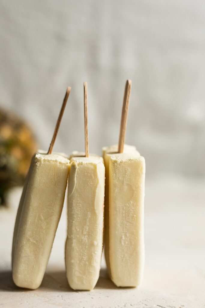 pina colada popsicles standing up