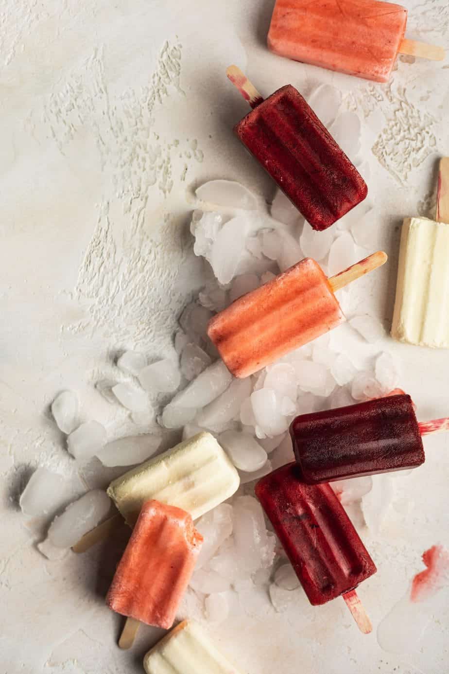assortment of keto popsicles on ice