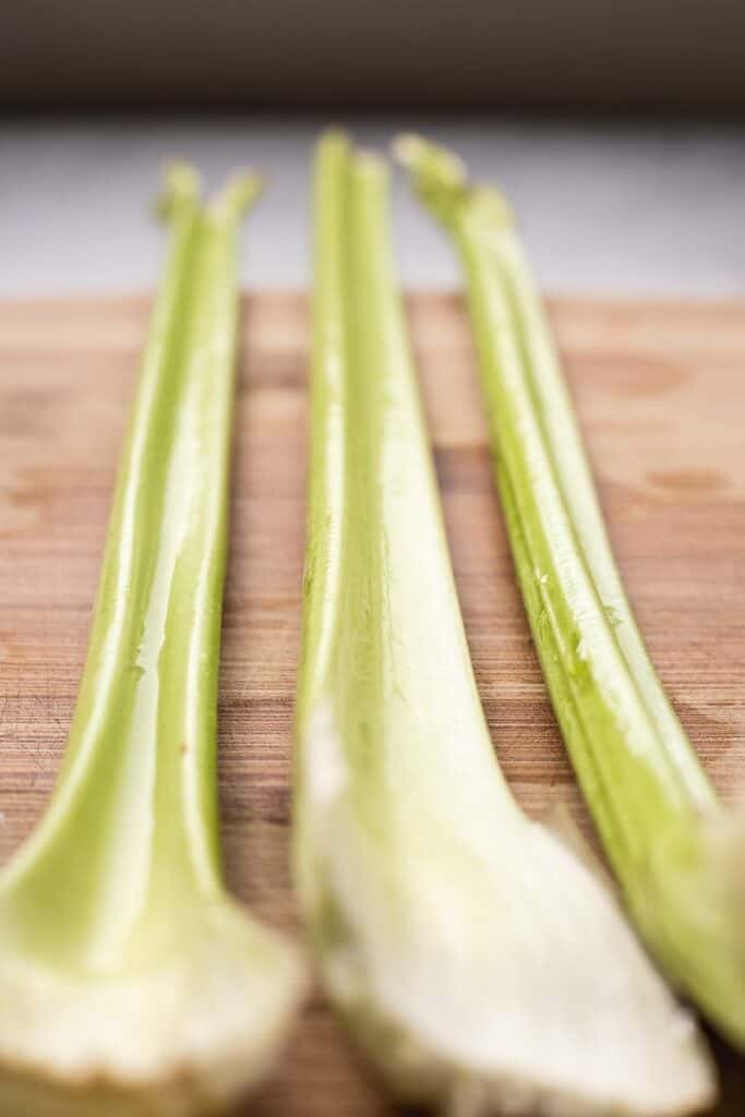 backlit shot of celery stalks