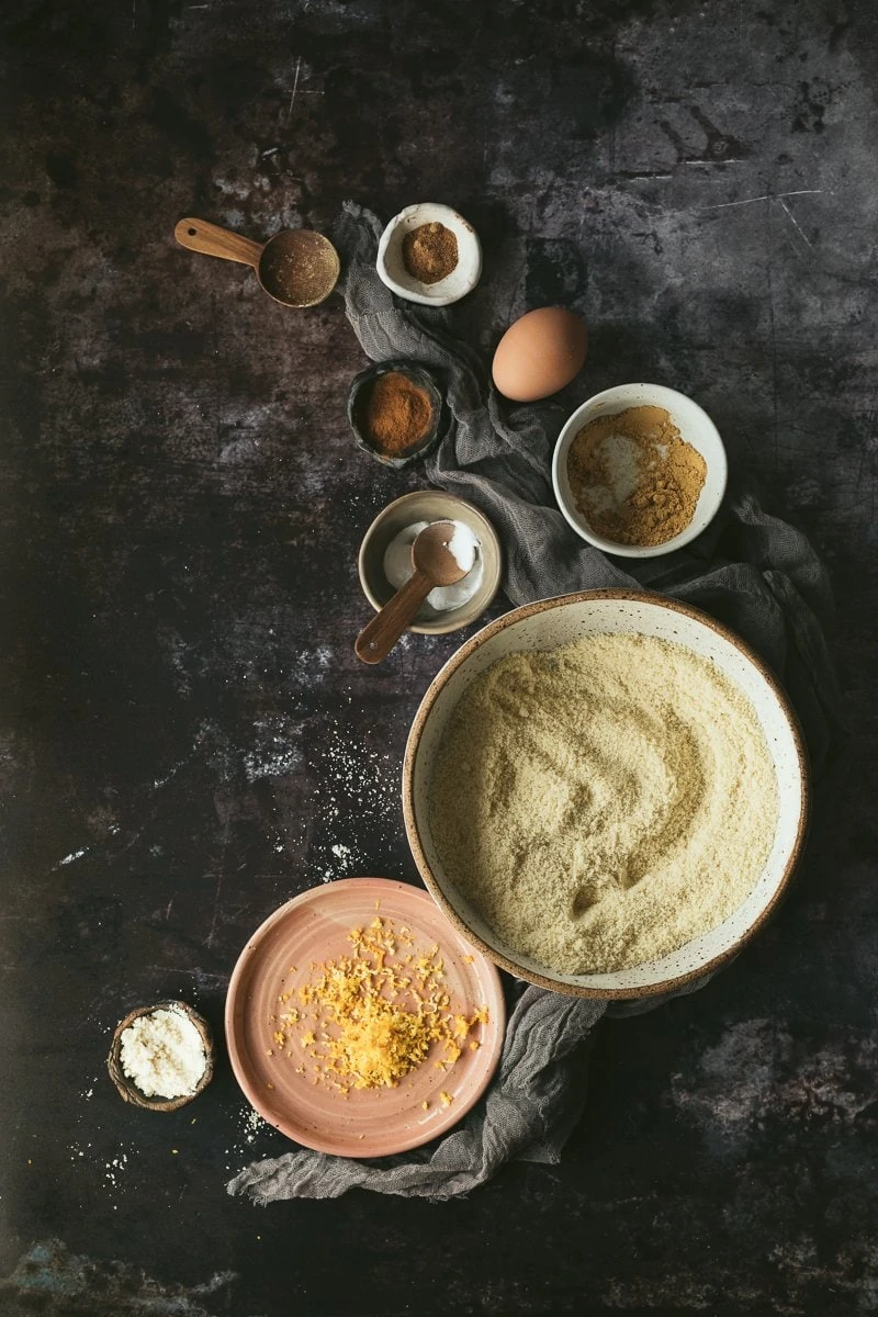 ingredients for ginger molasses cookies, aka keto gingerbread cookies