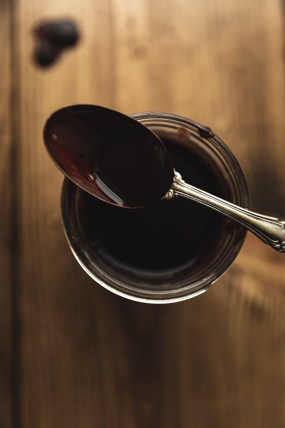 keto chocolate syrup on a spoon