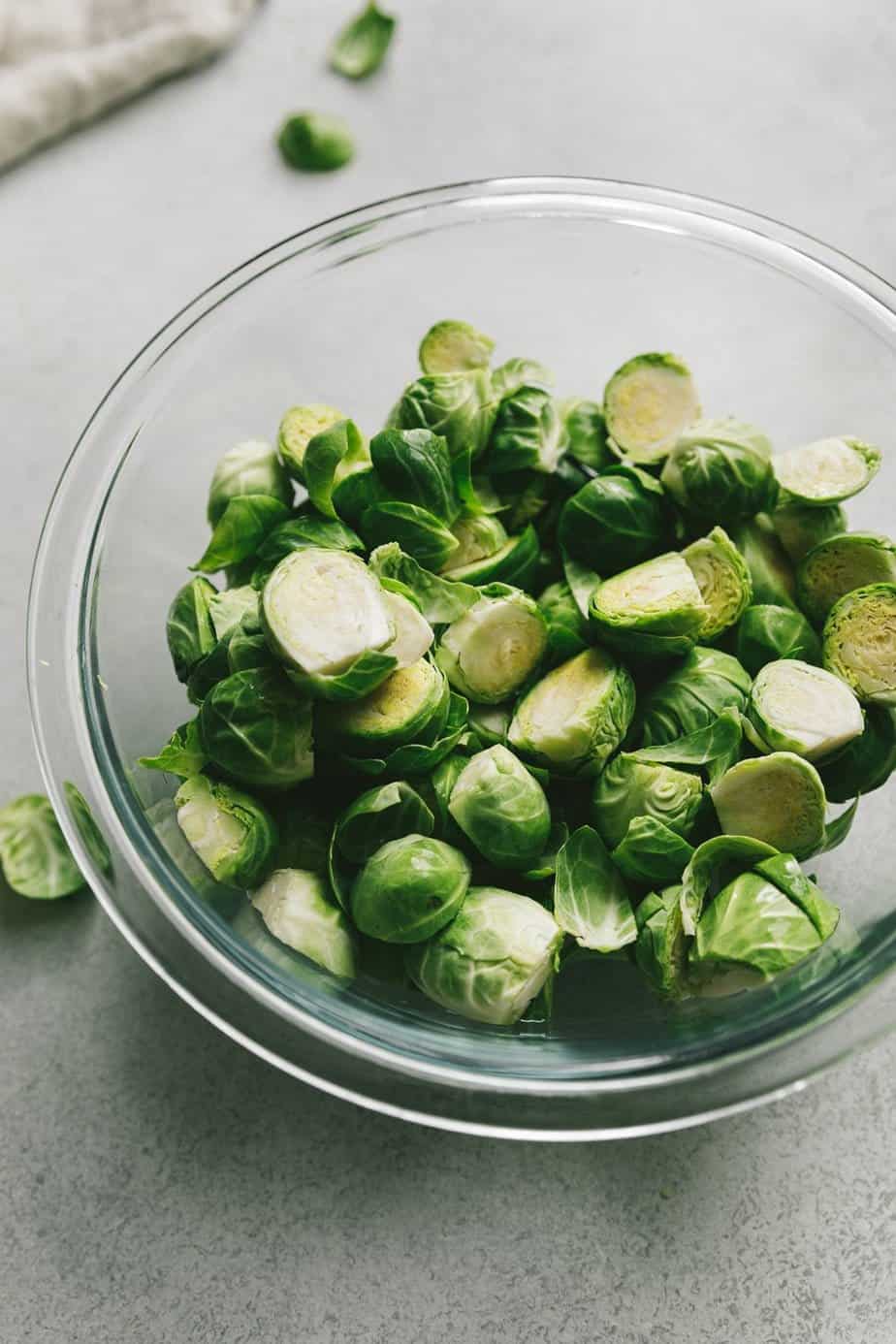 raw Brussels sprouts in a bowl