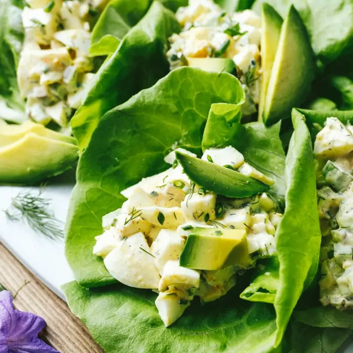 keto egg salad on butter lettuce