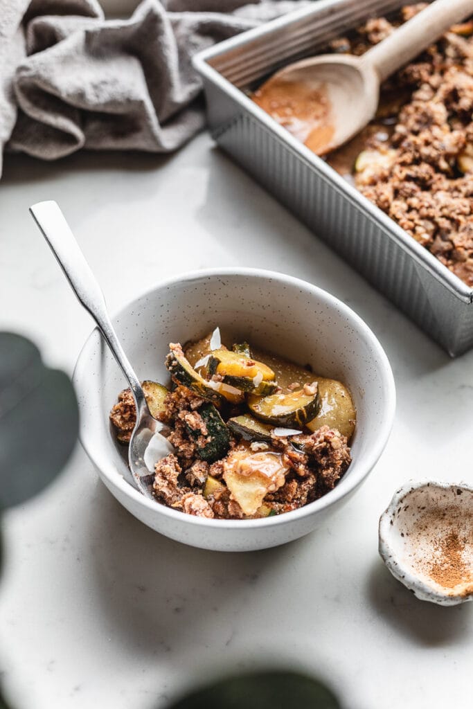 LowCarb Apple Crisp with Zucchini (GlutenFree, Vegan) Stem + Spoon