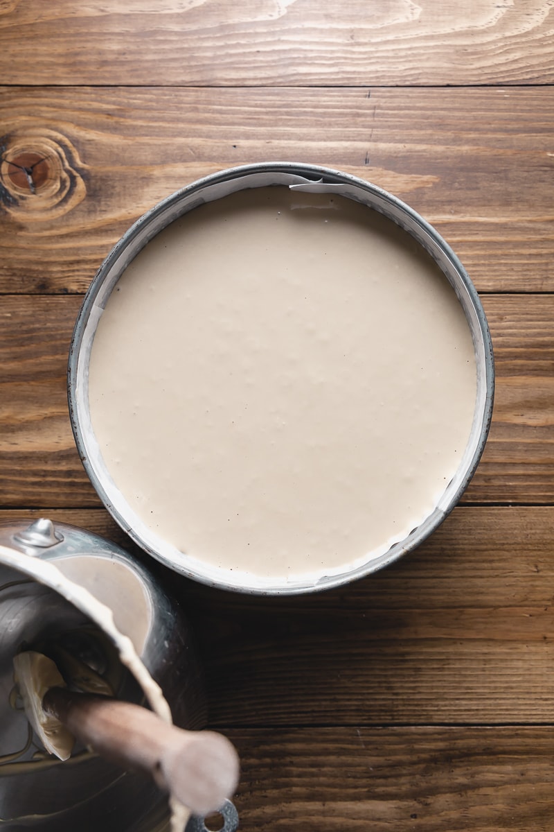 batter in a cheesecake pan
