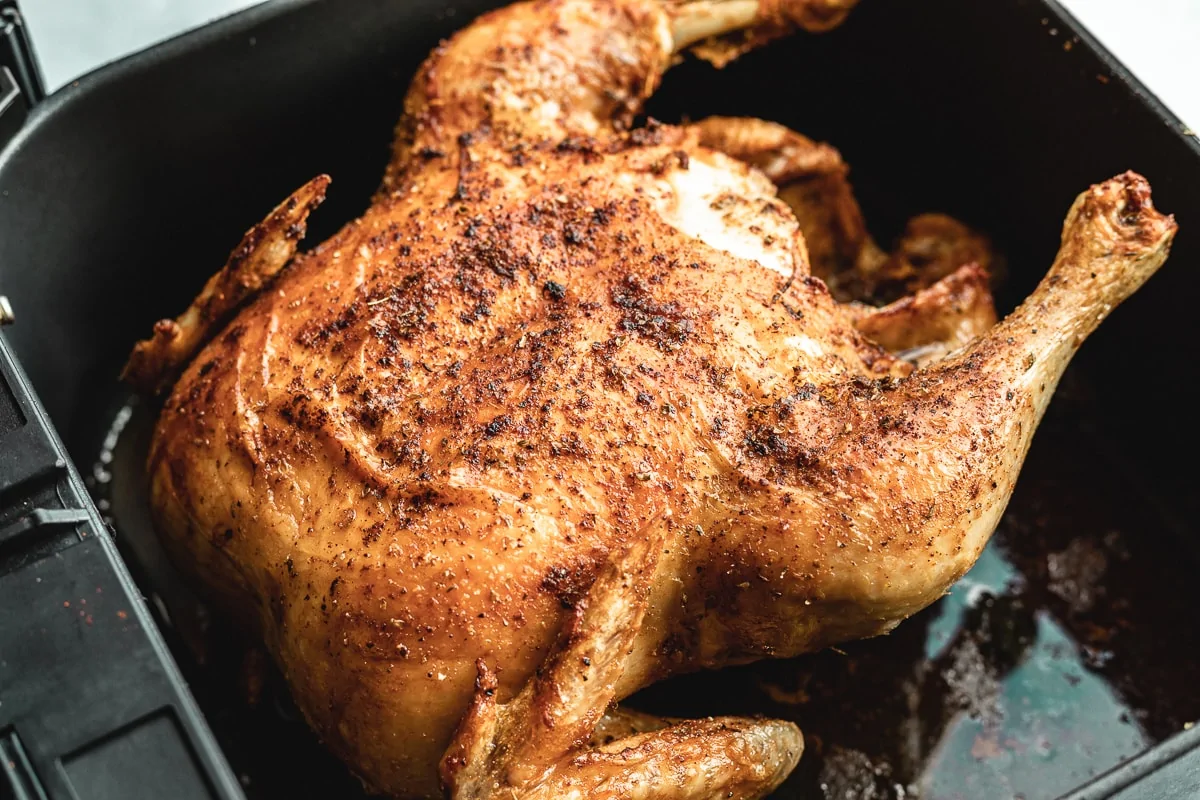whole chicken in air fryer that is cooked