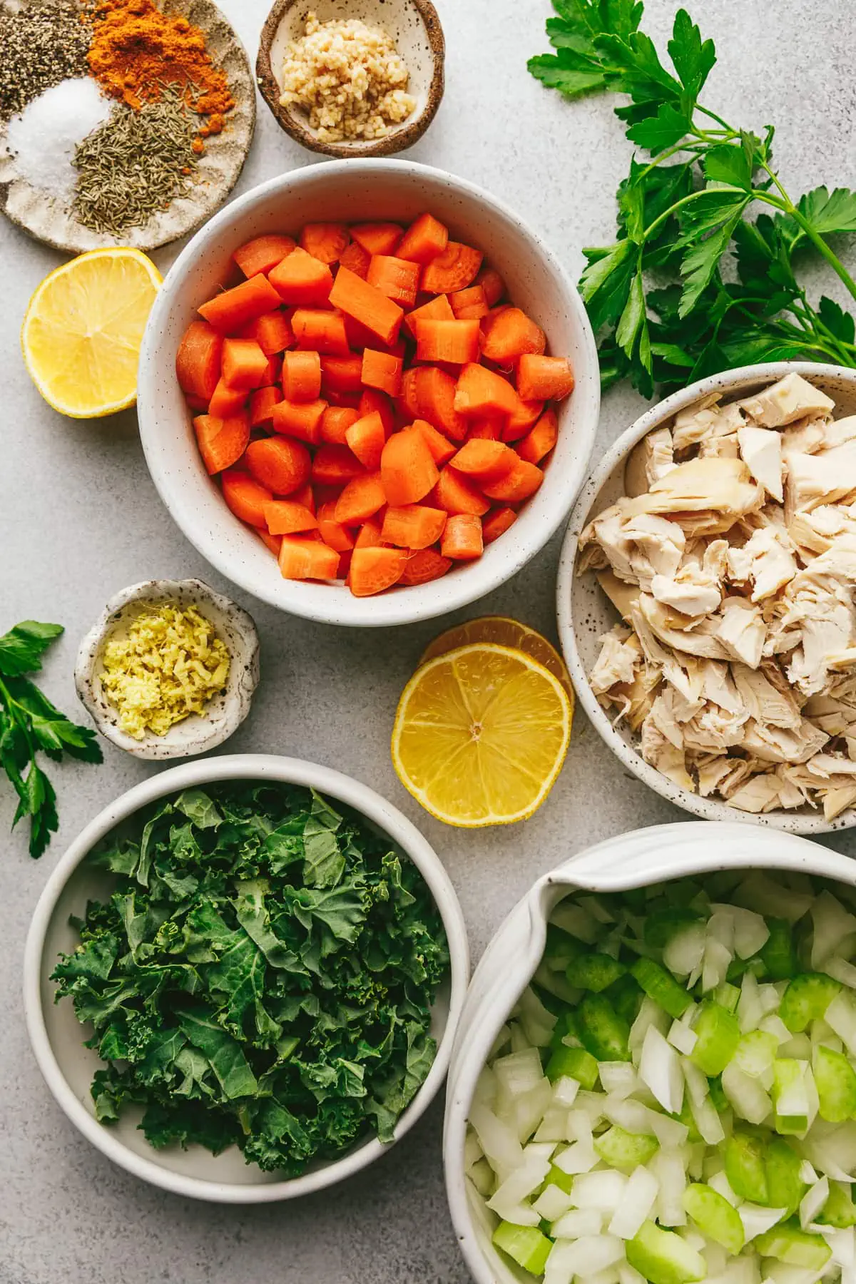 Ingredients for keto chicken soup.