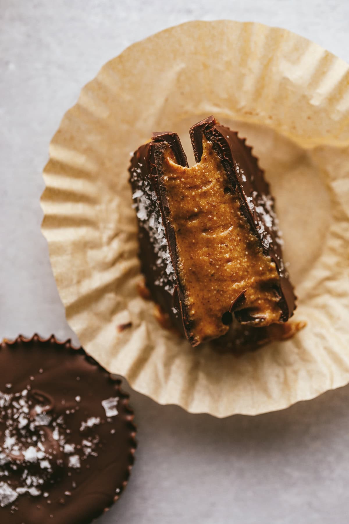 Closeup of the almond butter for keto almond butter cup.