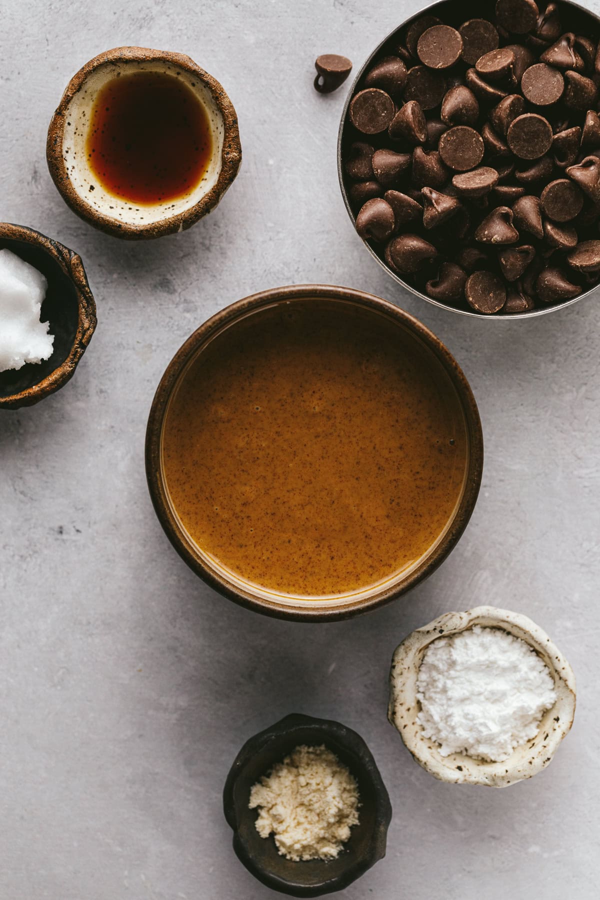 Ingredients for dark chocolate almond butter cups.