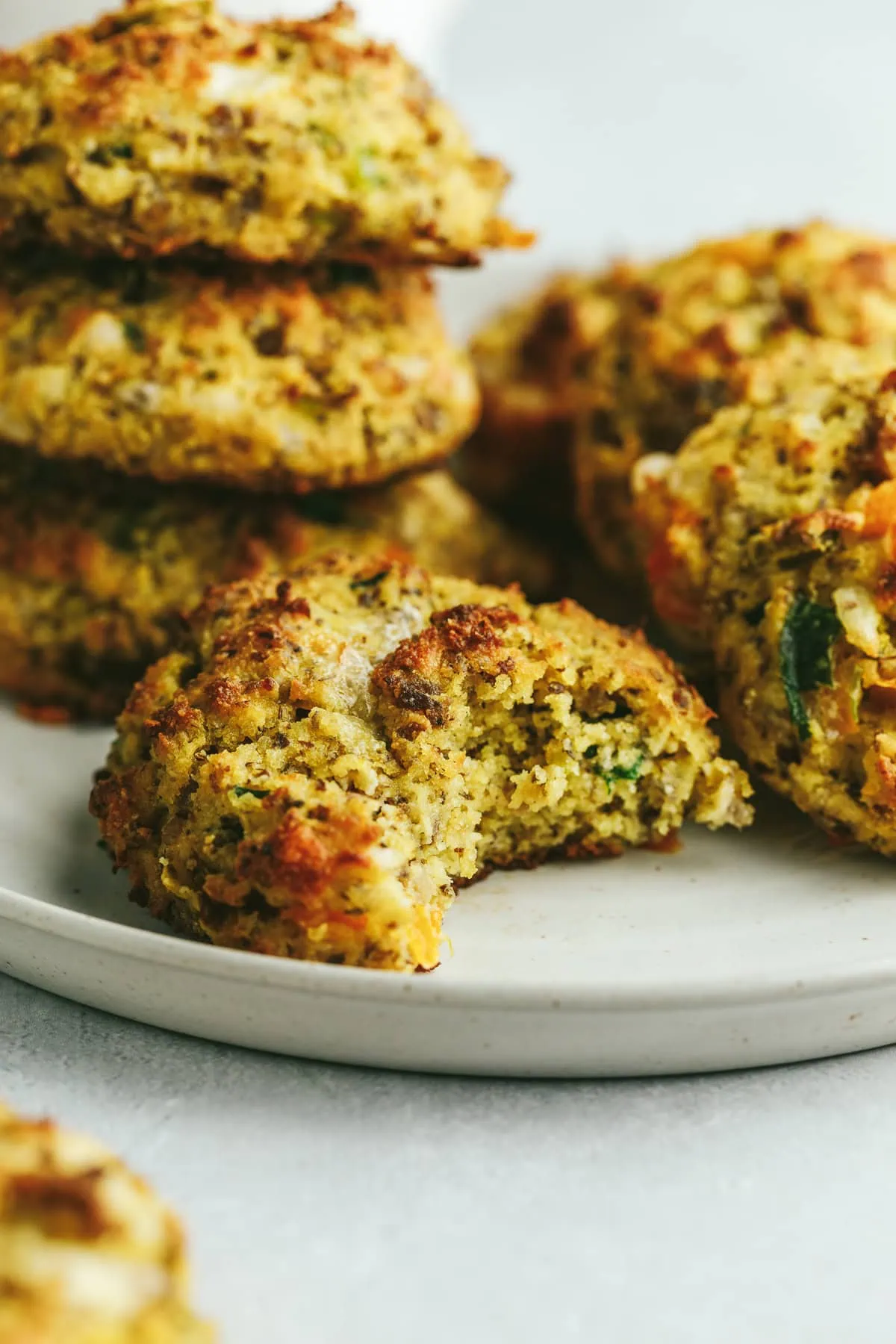 High protein breakfast biscuits on a plate.