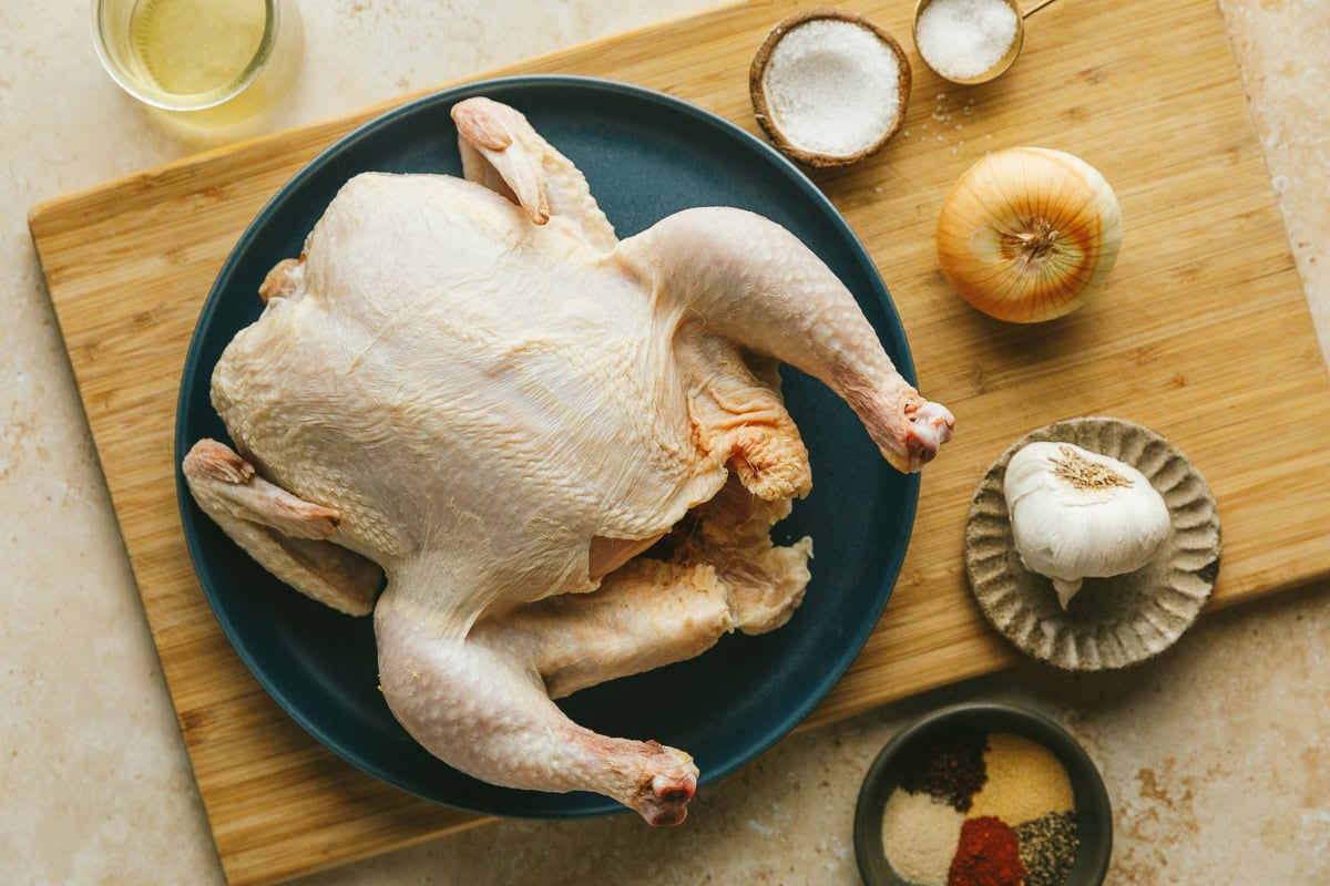 Ingredients for whole Traeger chicken.