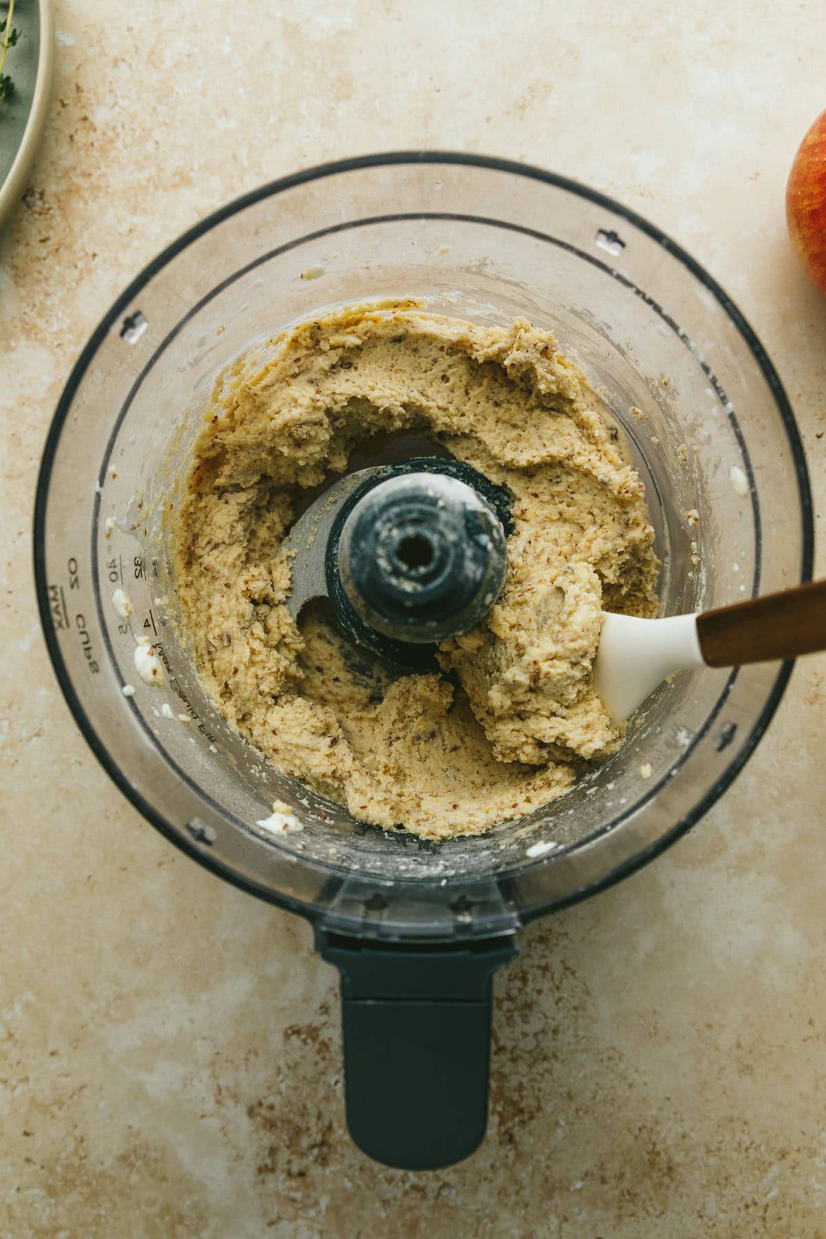 Low carb flatbread dough in a food processor.