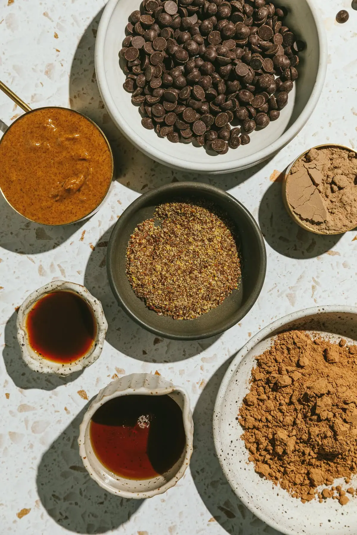 Ingredients for protein brownie bites.