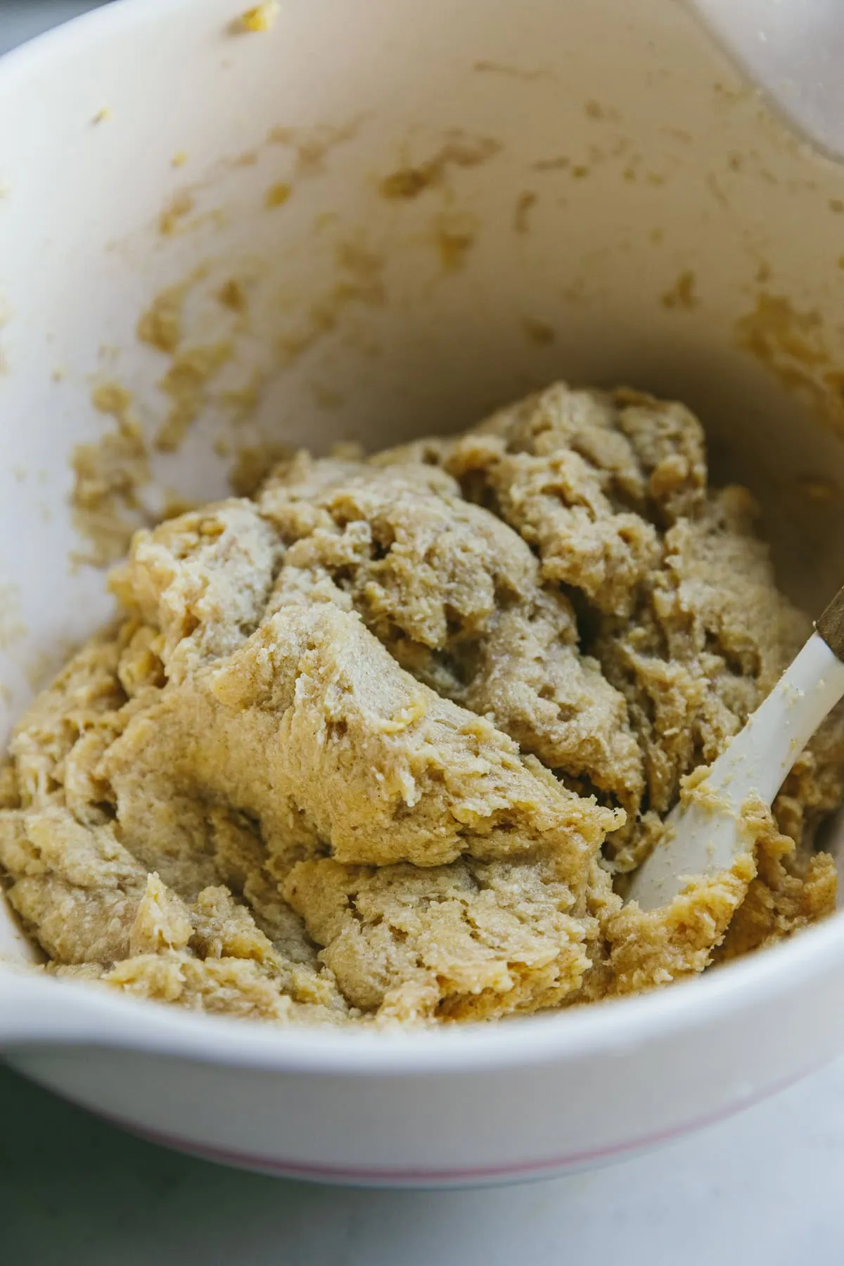 Dough for low-carb pinwheels in a mixing bowl.