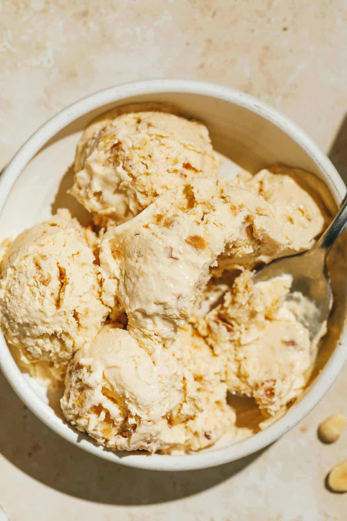 A bowl of keto peanut butter ice cream.